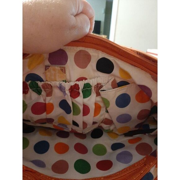 Good Used Condition Orange Stone Mountain Hobo Style Purse Handbag  Weave Look - Picture 6 of 10